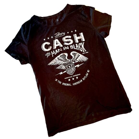 Zion Johnny Cash Distressed Black Short Sleeve T-Shirt size Medium - Picture 1 of 5